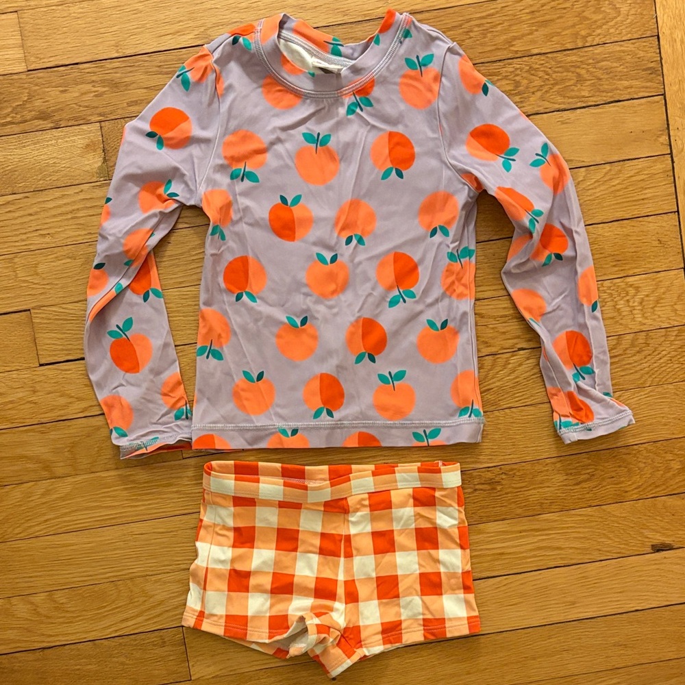 Hanna Andersson Orange Apple Rashguard Set
